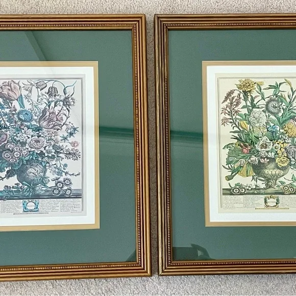 2 Framed Matted Vintage Floral Flower Botanical Bouquet Prints Litho Robert Furb - Picture 2 of 14